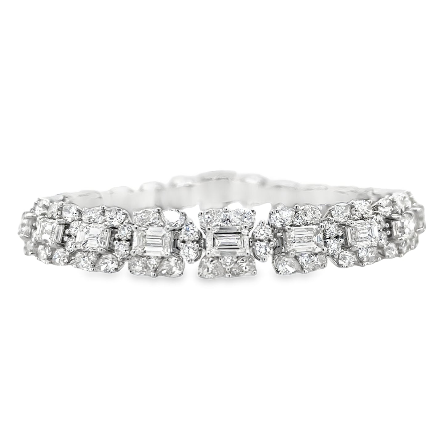 Jai's 18K White Gold Floral Pear & Emerald-cut Diamond Bracelet