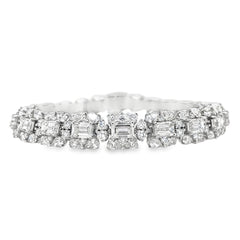 Jai's 18K White Gold Floral Pear & Emerald-cut Diamond Bracelet