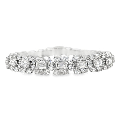 Jai's 18K White Gold Floral Pear & Emerald-cut Diamond Bracelet