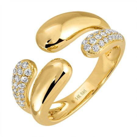 Jai's 14K Yellow Gold Semi-pave Diamond Open Split-shank Ring