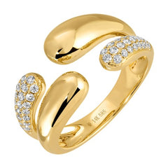 Jai's 14K Yellow Gold Semi-pave Diamond Open Split-shank Ring