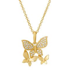 Jai's 14K Yellow Gold Diamond Butterfly Necklace
