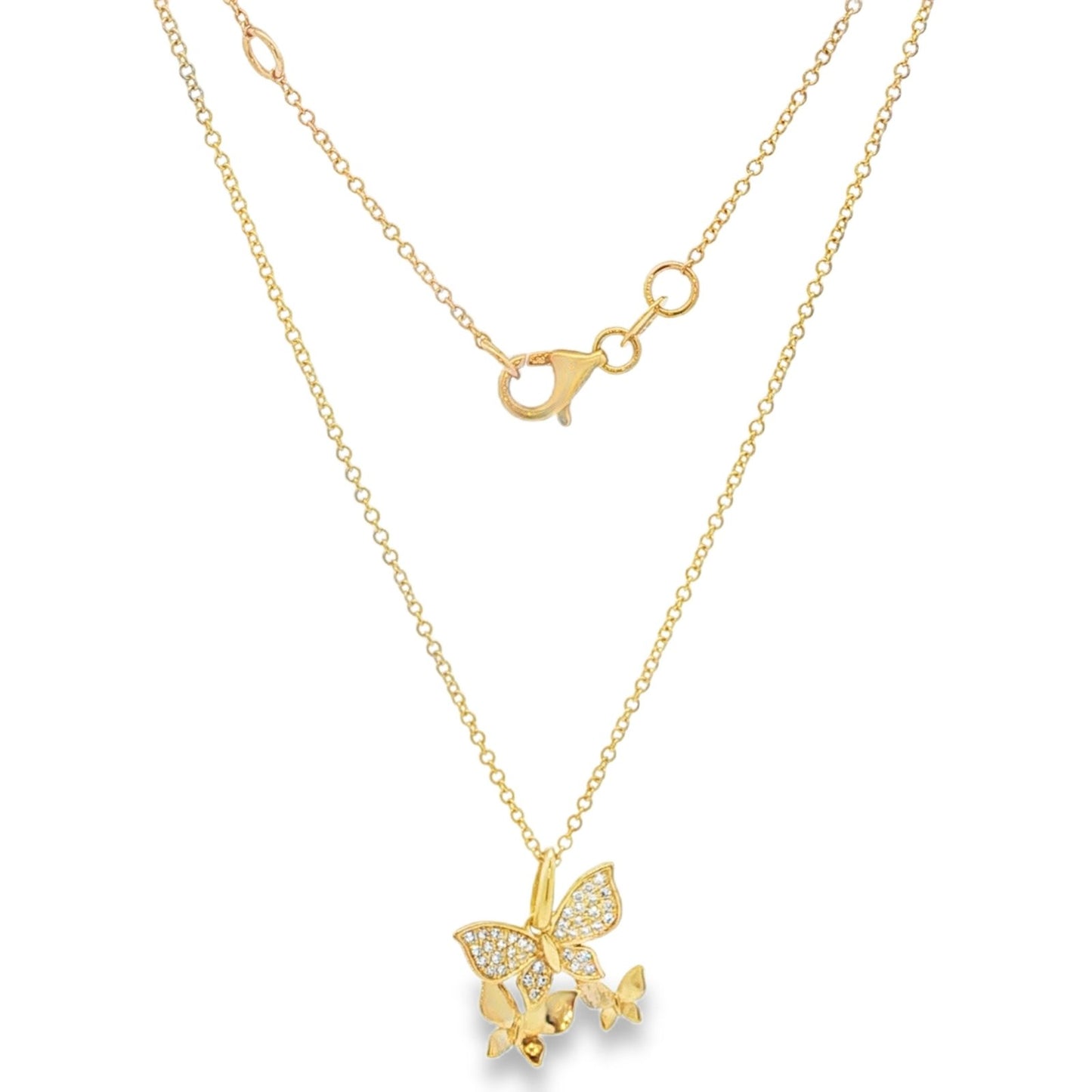 Jai's 14K Yellow Gold Diamond Butterfly Necklace
