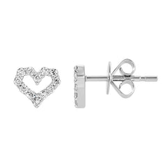 Jai's 14K White Gold Diamond Heart Studs