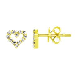 Jai's 14K Yellow Gold Diamond Heart Studs