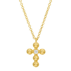 Jai's 14K Yellow Gold Solitaire Diamond Cross Necklace