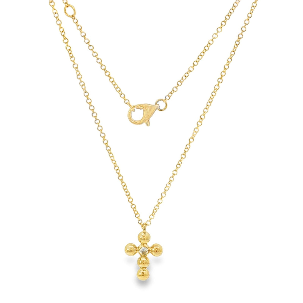 Jai's 14K Yellow Gold Solitaire Diamond Cross Necklace