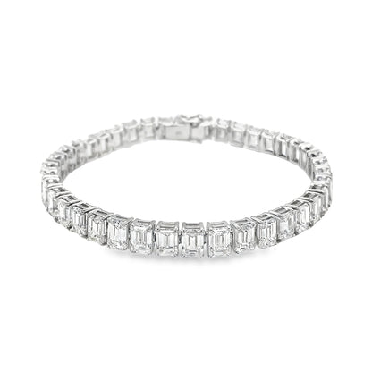Jai's 18K White Gold 20-carat Emerald-cut Diamond Tennis Bracelet
