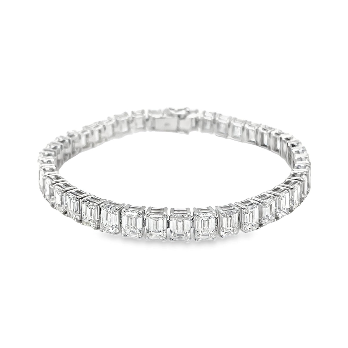 Jai's 18K White Gold 15-carat Emerald-cut Diamond Tennis Bracelet - 6.75"
