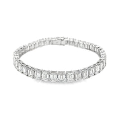 Jai's 18K White Gold 15-carat Emerald-cut Diamond Tennis Bracelet - 6.75"
