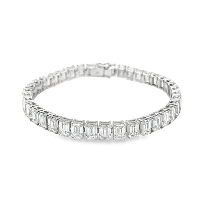Jai's 18K White Gold 15-carat Emerald-cut Diamond Tennis Bracelet - 6.75"