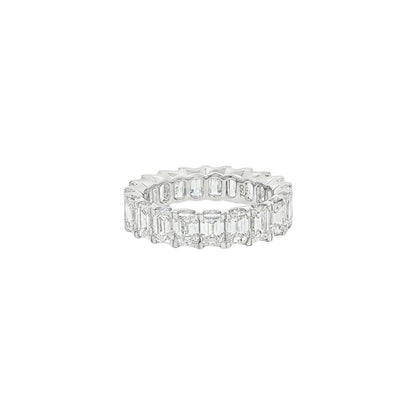 Jai's 18K White Gold Emerald-cut Diamond Pave Wedding Band