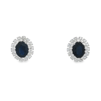 Jai's 14K White Gold Oval-cut Sapphire & Diamond Studs