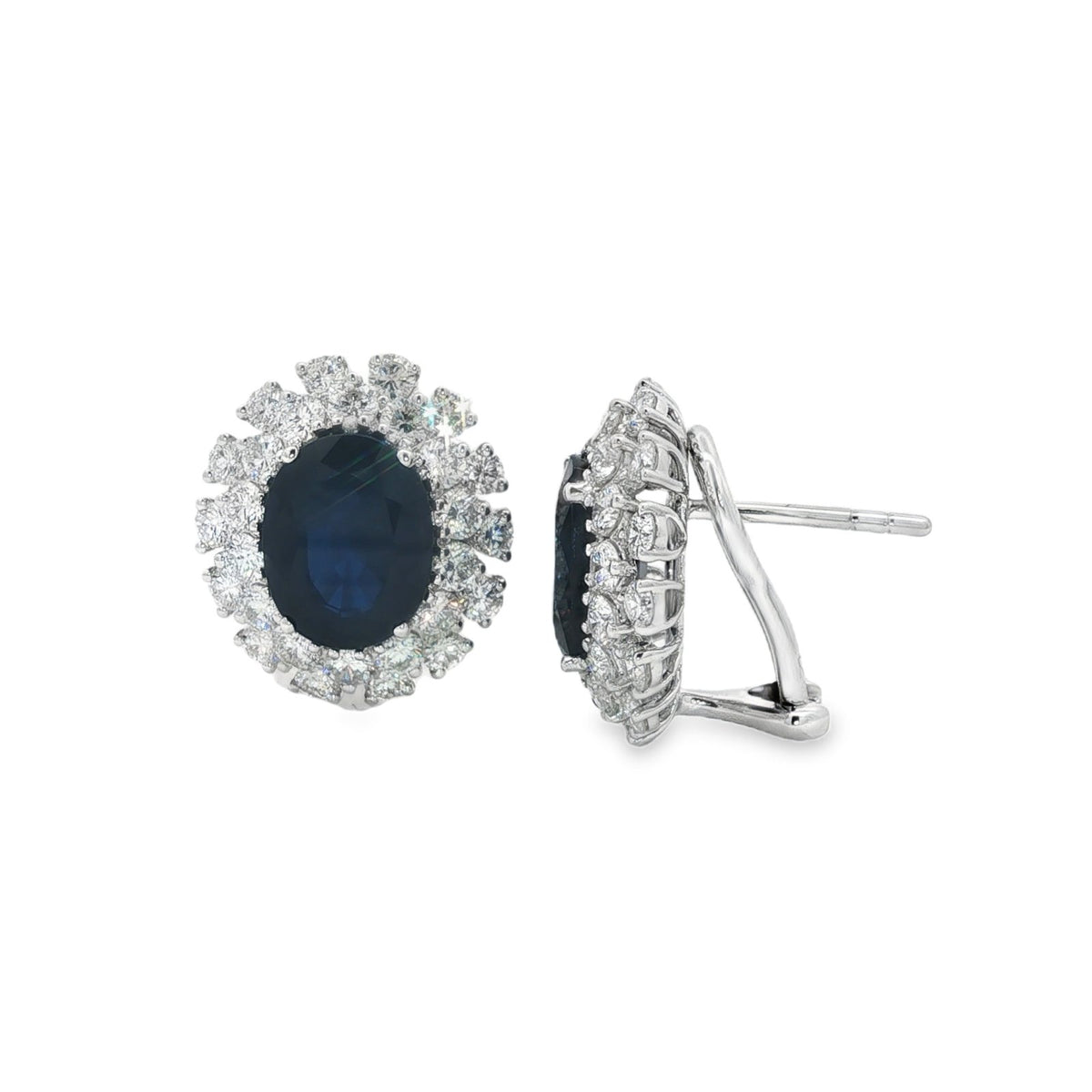 Jai's 14K White Gold Oval-cut Sapphire & Diamond Studs