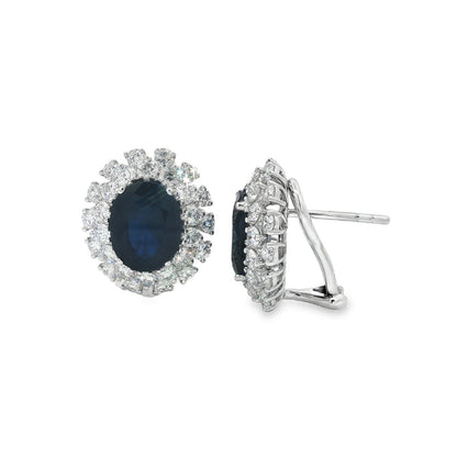 Jai's 14K White Gold Oval-cut Sapphire & Diamond Studs