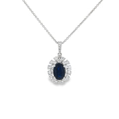 Jai's 18K White Gold Oval Sapphire & Diamond Necklace