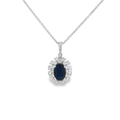 Jai's 18K White Gold Oval Sapphire & Diamond Necklace