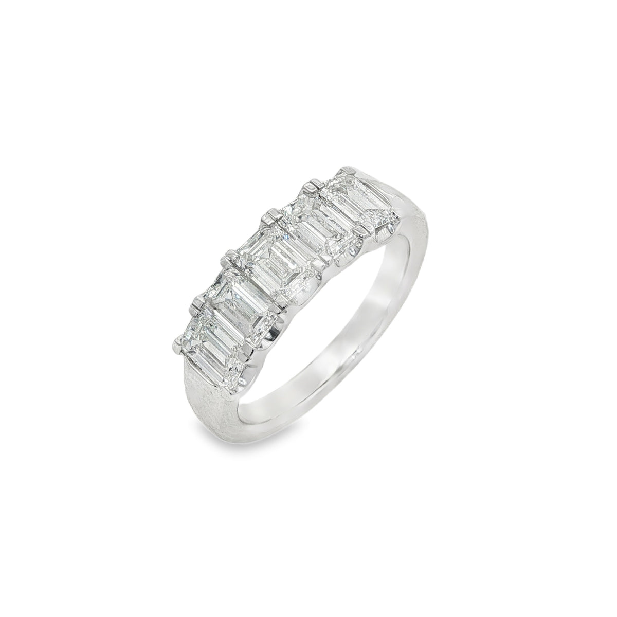 Jai's 18K White Gold Five-stone 2-carat Emerald-cut Diamond Wedding Band