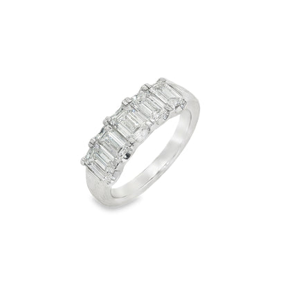 Jai's 18K White Gold Five-stone 2-carat Emerald-cut Diamond Wedding Band