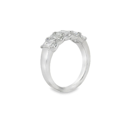 Jai's 18K White Gold Five-stone 2-carat Emerald-cut Diamond Wedding Band