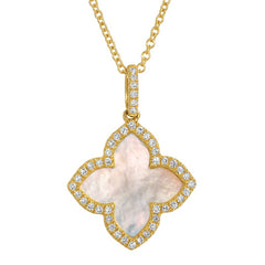 Jai's 14K Yellow Gold Mother-of-Pearl & Diamond Quatrefoil Necklace