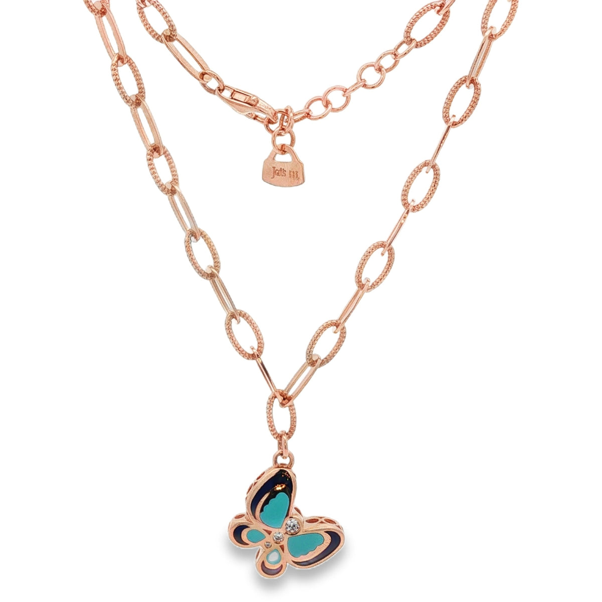 Jai's 14K Rose Gold Turquoise Butterfly Necklace