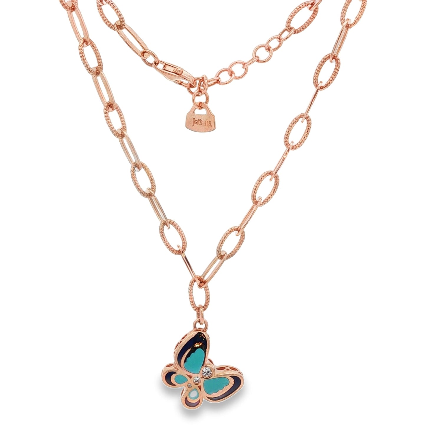 Jai's 14K Rose Gold Turquoise Butterfly Necklace