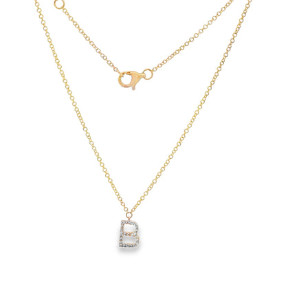 Jai's 14K Yellow Gold Diamond Initial B Necklace - 18"