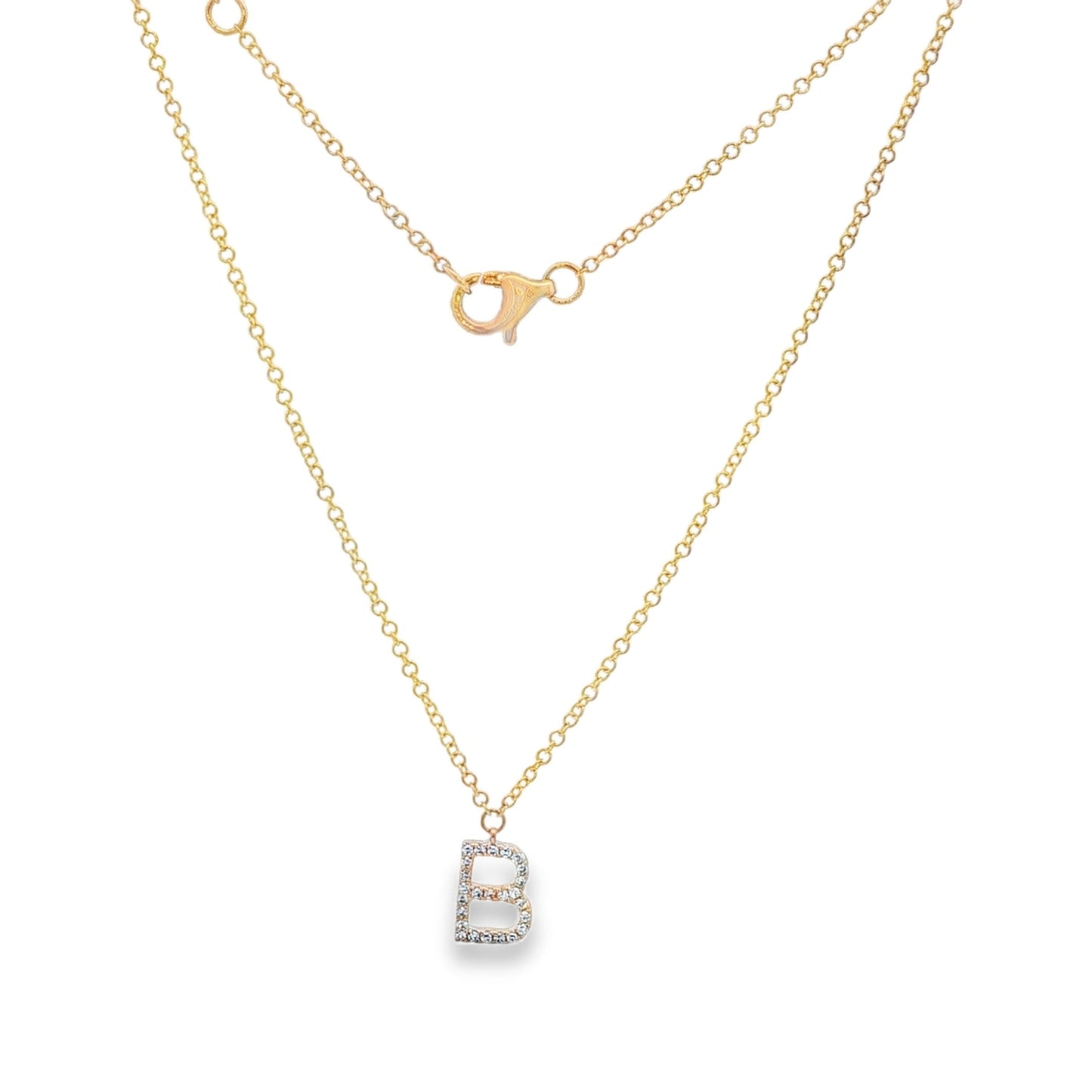 Jai's 14K Yellow Gold Diamond Initial B Necklace - 18"