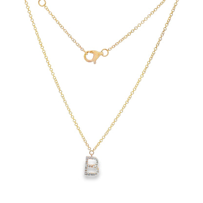 Jai's 14K Yellow Gold Diamond Initial B Necklace - 18"