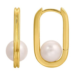 Jai's 14K Yellow Gold Pearl Paperclip Hoops