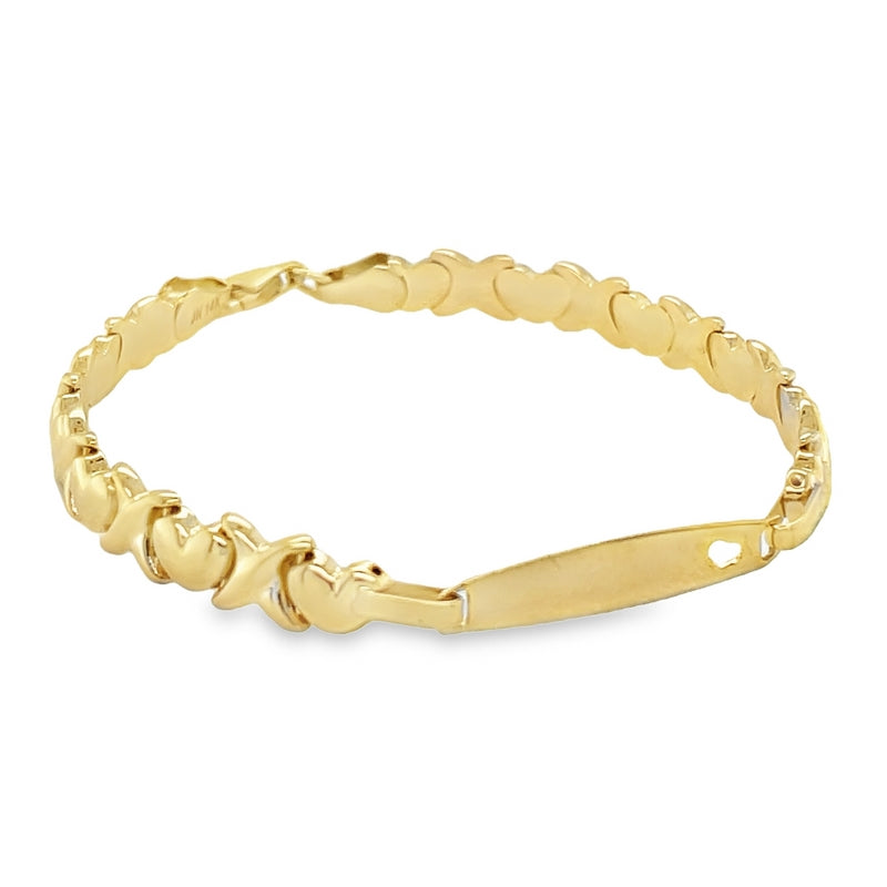 Jai's 14K Yellow Gold Baby X's & Heart's ID Bracelet - 6"