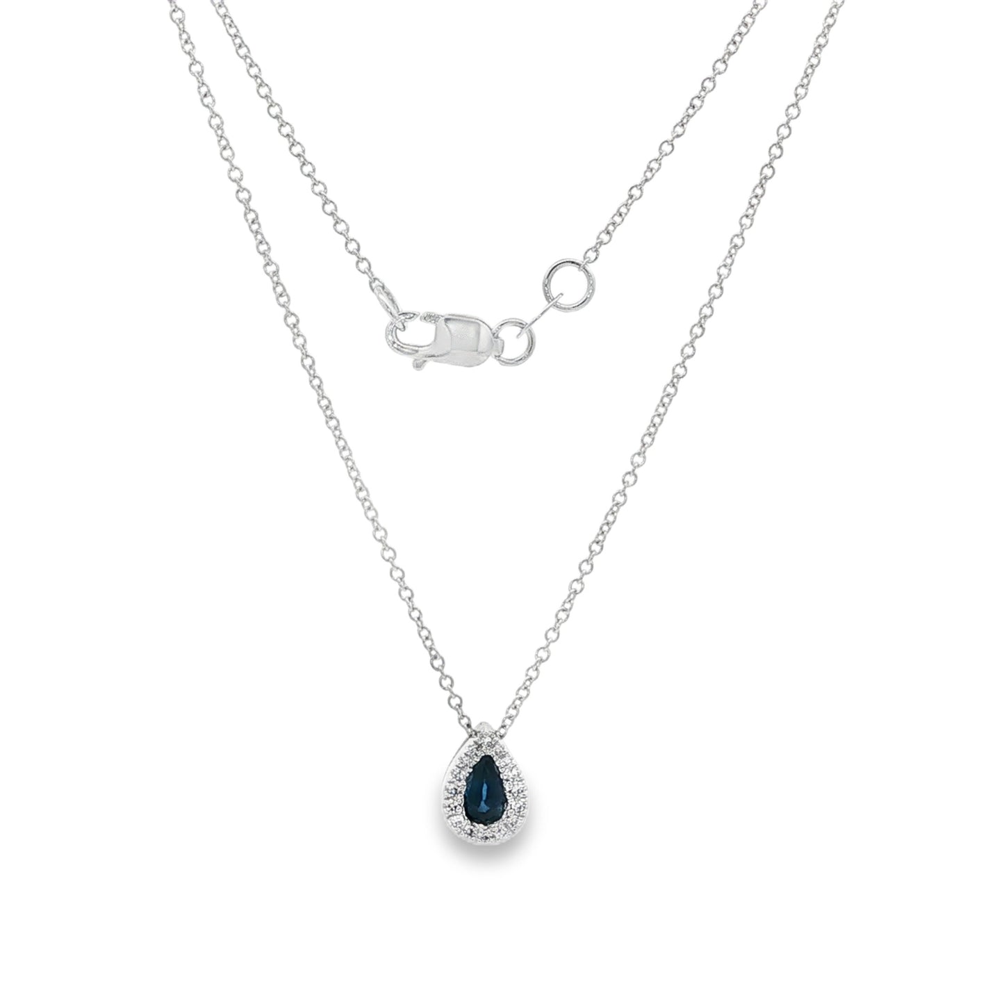 Jai's 14K White Gold Diamond & Teardrop-cut Sapphire Necklace