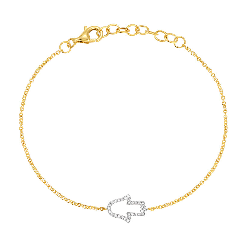 Jai's 14K Two-tone Diamond Hamsa Hand Bracelet