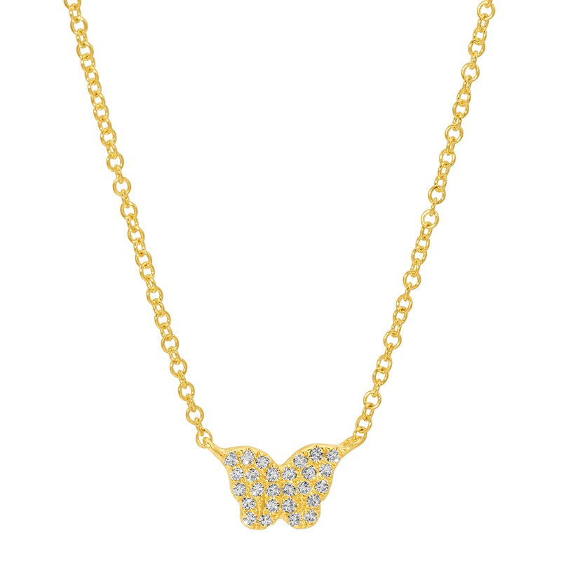 Jai's 14K Yellow Gold Diamond Butterfly Necklace