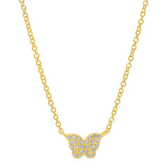 Jai's 14K Yellow Gold Diamond Butterfly Necklace