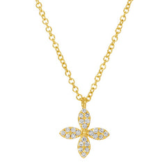 Jai's 14K Yellow Gold Diamond Floral Necklace