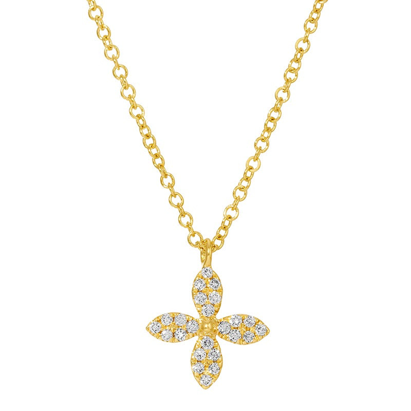Jai's 14K Yellow Gold Diamond Floral Necklace