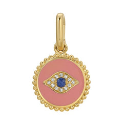 Jai's 14K Yellow Gold Pink-accented Sapphire & Diamond Evil Eye Pendant