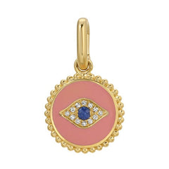 Jai's 14K Yellow Gold Pink-accented Sapphire & Diamond Evil Eye Pendant