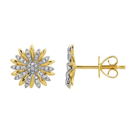 Jai's 14K Two-tone Diamond Flower Studs
