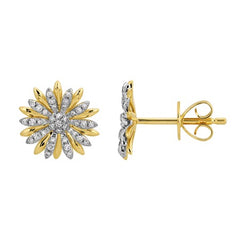 Jai's 14K Two-tone Diamond Flower Studs