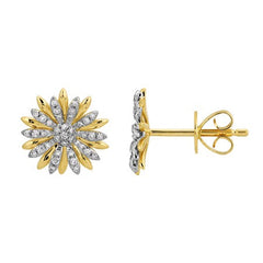 Jai's 14K Two-tone Diamond Flower Studs