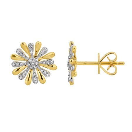 Jai's 14K Two-tone Diamond Flower Studs