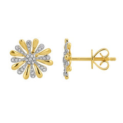 Jai's 14K Two-tone Diamond Flower Studs