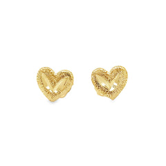 Jai's 14K Yellow Gold Textured Heart Studs