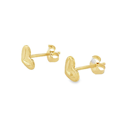 Jai's 14K Yellow Gold Textured Heart Studs