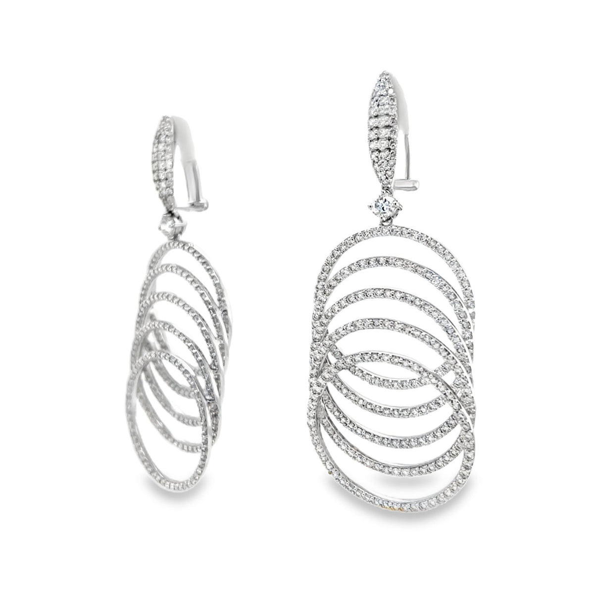 Jai's 18K White Gold Diamond Spiral Drop Earrings