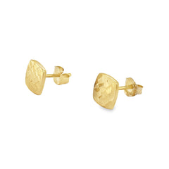 Jai's 14K Yellow Gold Textured Square Studs