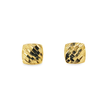 Jai's 14K Yellow Gold Textured Square Studs